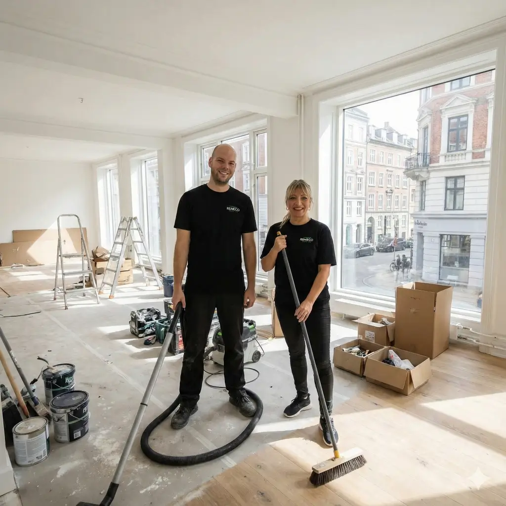 Professionel håndværkerrengøring med oprydning og rengøring efter håndværkere