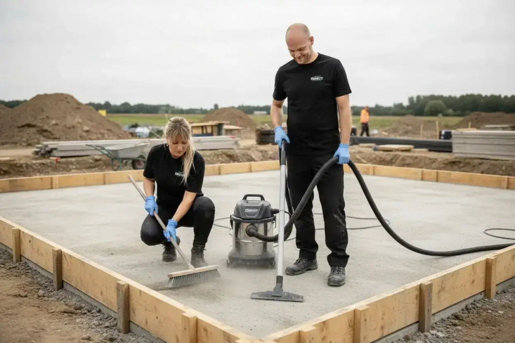 Byggepladsrengøring på byggeplads i Hellerup